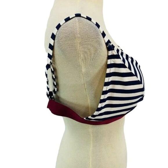 Old Navy Bralette Swim Bikini Navy Burgundy Stripe Womens XXL - Picture 5 of 12